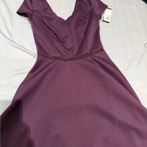 City Studio Plum Scalloped V-Neck Fit & Flare Midi Dress fit for women size smal